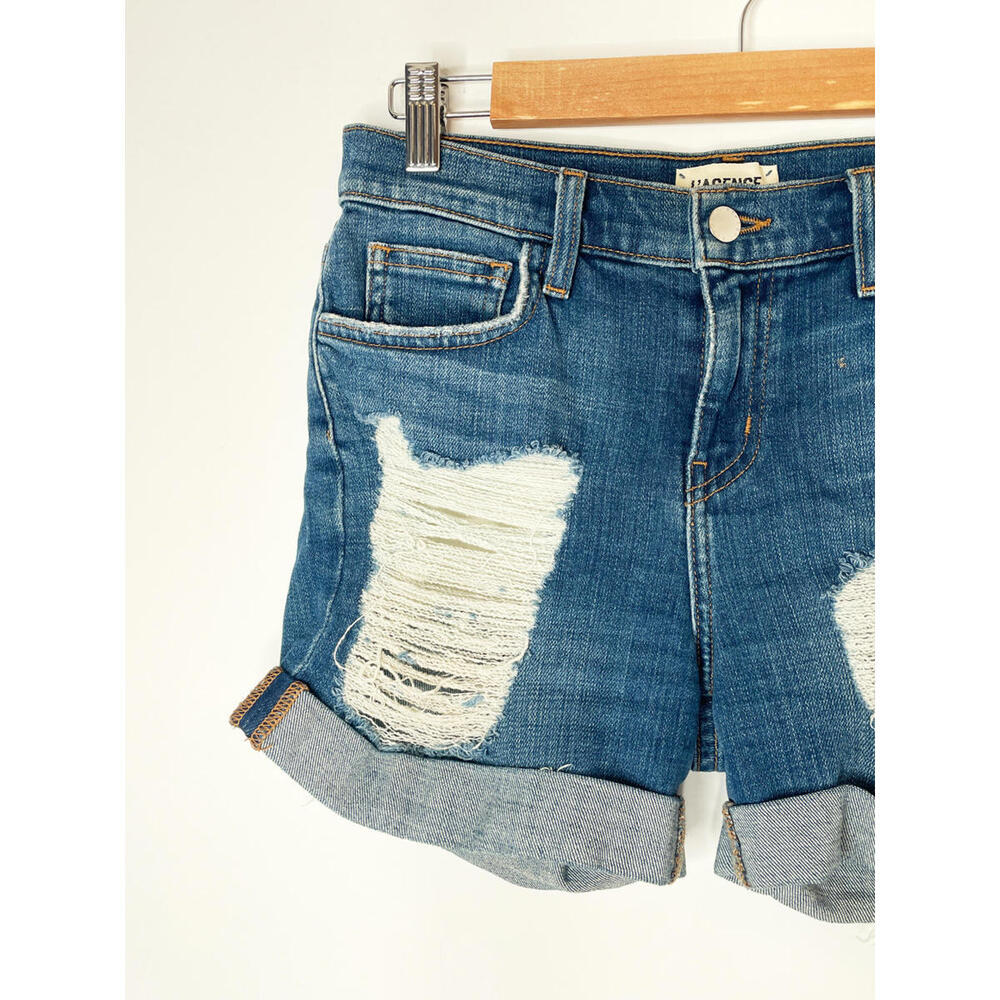 L'Agence Distressed Denim Shorts - Picture 7 of 8